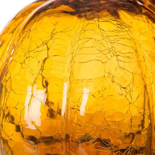 Glitzhome® Crackle Glass Pumpkin, Amber